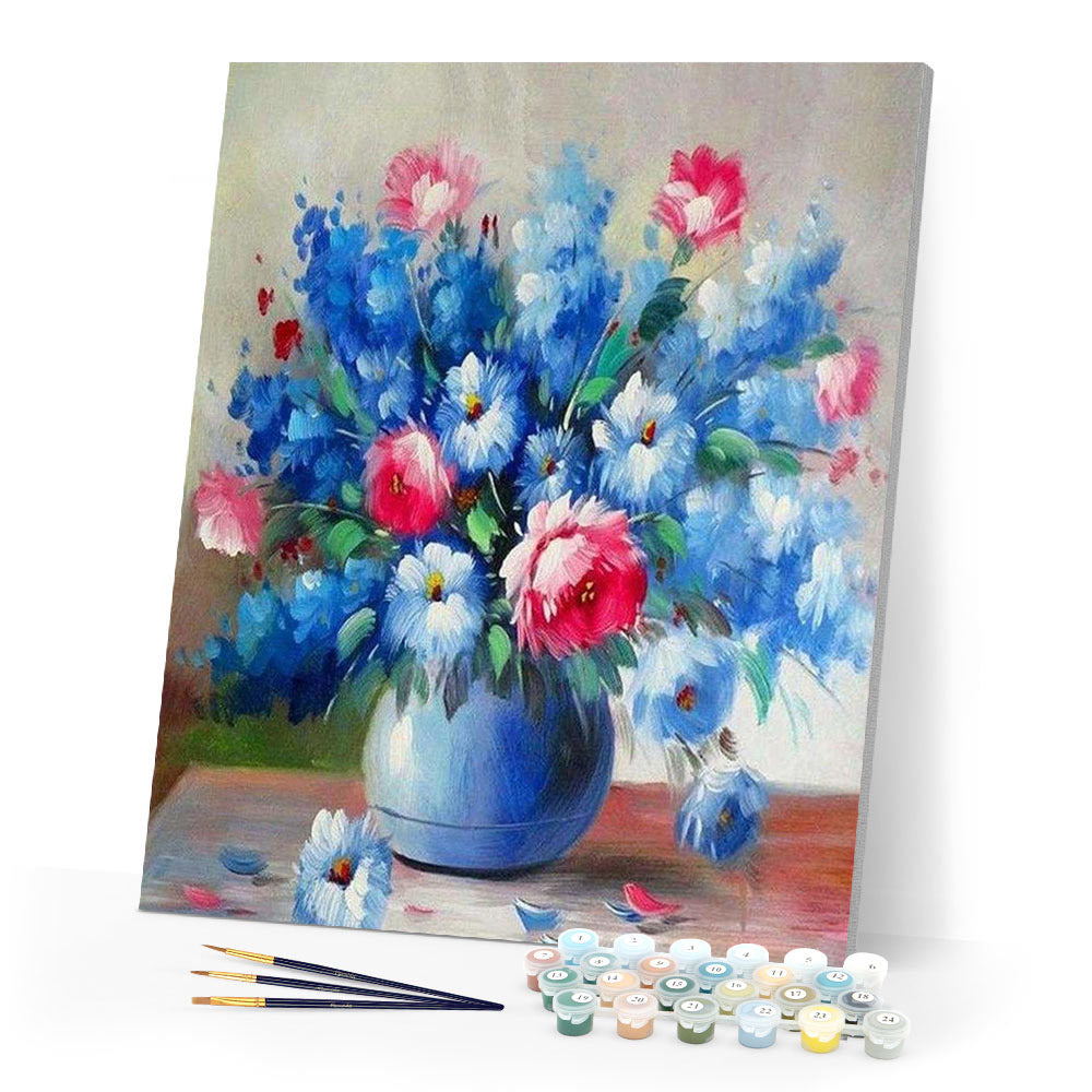 paint by numbers | Blue and red flowers | advanced flowers | FiguredArt