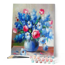 Load image into Gallery viewer, paint by numbers | Blue and red flowers | advanced flowers | FiguredArt