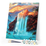 paint by numbers | Waterfall and Horses | advanced landscapes | FiguredArt