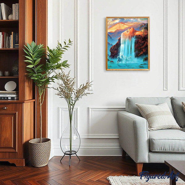 paint by numbers | Waterfall and Horses | advanced landscapes | FiguredArt