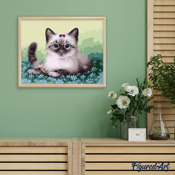 paint by numbers | Kitten and Flowers | animals cats easy | FiguredArt