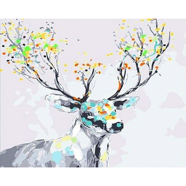 paint by numbers | Deer with colored wood | animals deer easy | FiguredArt