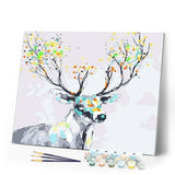 paint by numbers | Deer with colored wood | animals deer easy | FiguredArt