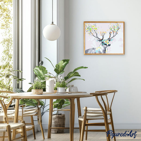 paint by numbers | Deer with colored wood | animals deer easy | FiguredArt