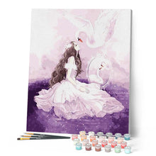 Load image into Gallery viewer, paint by numbers | The Princess and the Swan | animals birds intermediate romance swans | FiguredArt