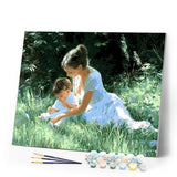 paint by numbers | Mother with Child in the Grass | advanced landscapes romance | FiguredArt
