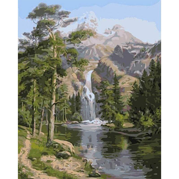 paint by numbers | Waterfall near the mountain | intermediate landscapes | FiguredArt