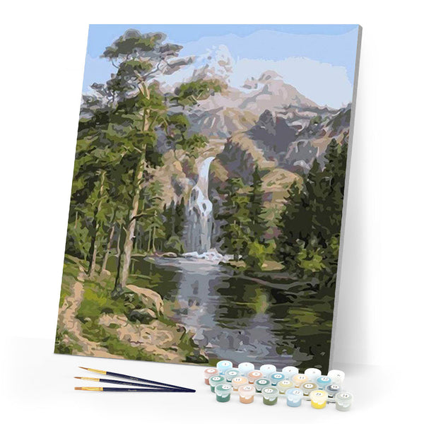 paint by numbers | Waterfall near the mountain | intermediate landscapes | FiguredArt