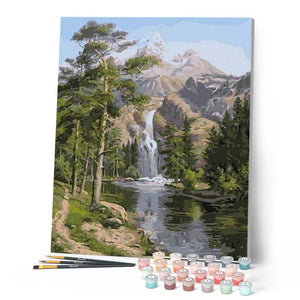 Paint by numbers - Waterfall near the mountain – Figured'Art