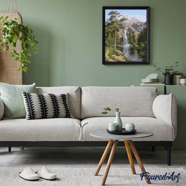 paint by numbers | Waterfall near the mountain | intermediate landscapes | FiguredArt