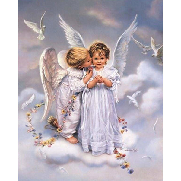 paint by numbers | Two Angels and Doves | advanced animals birds religion | FiguredArt