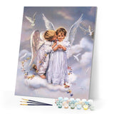paint by numbers | Two Angels and Doves | advanced animals birds religion | FiguredArt