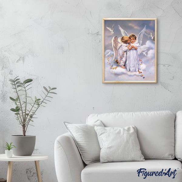 paint by numbers | Two Angels and Doves | advanced animals birds religion | FiguredArt