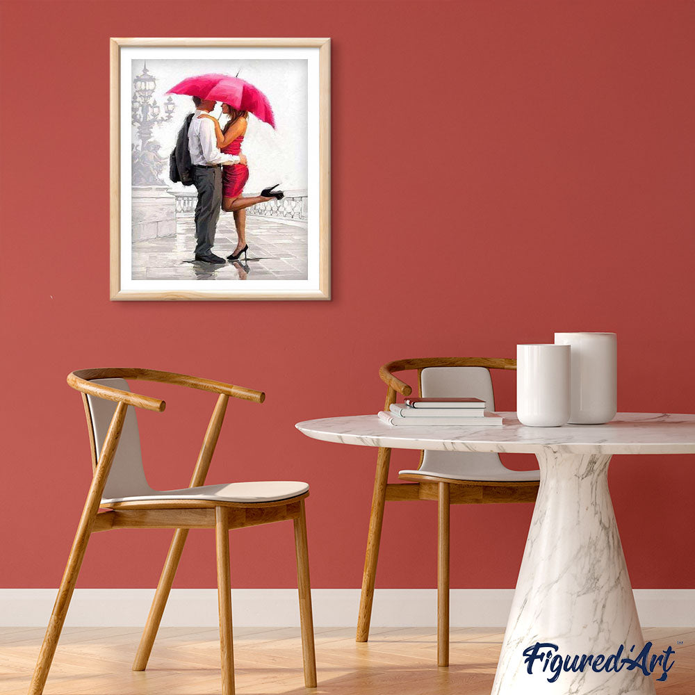 Paint by numbers | Man and woman with red umbrella | intermediate romance | Figured'Art
