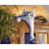 paint by numbers | Cat and Duck perched | animals birds cats ducks intermediate | FiguredArt