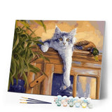 paint by numbers | Cat and Duck perched | animals birds cats ducks intermediate | FiguredArt