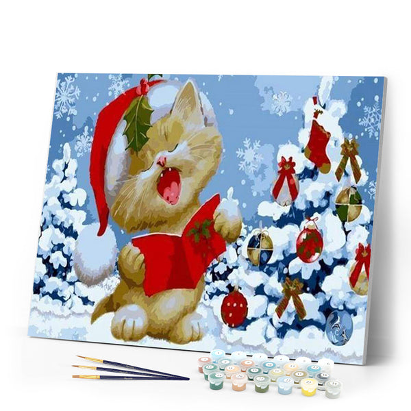 paint by numbers | Christmas Cat | cats christmas easy kids | FiguredArt