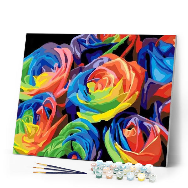 paint by numbers | Multicolor Roses | easy flowers Pop Art | FiguredArt