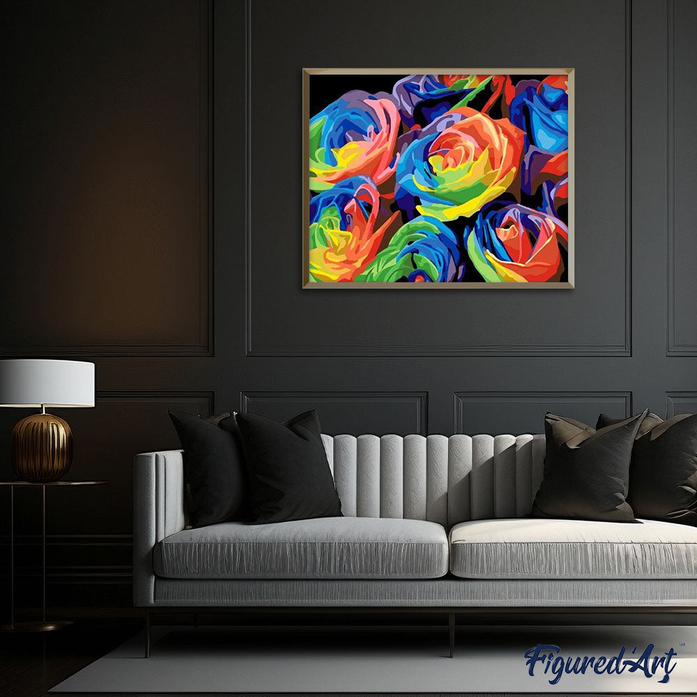 paint by numbers | Multicolor Roses | easy flowers Pop Art | FiguredArt