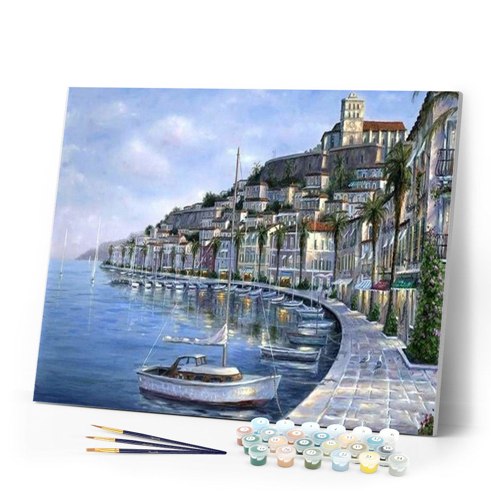 paint by numbers | Port at the end of Day | cities intermediate | FiguredArt