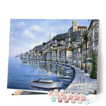 Load image into Gallery viewer, paint by numbers | Port at the end of Day | cities intermediate | FiguredArt