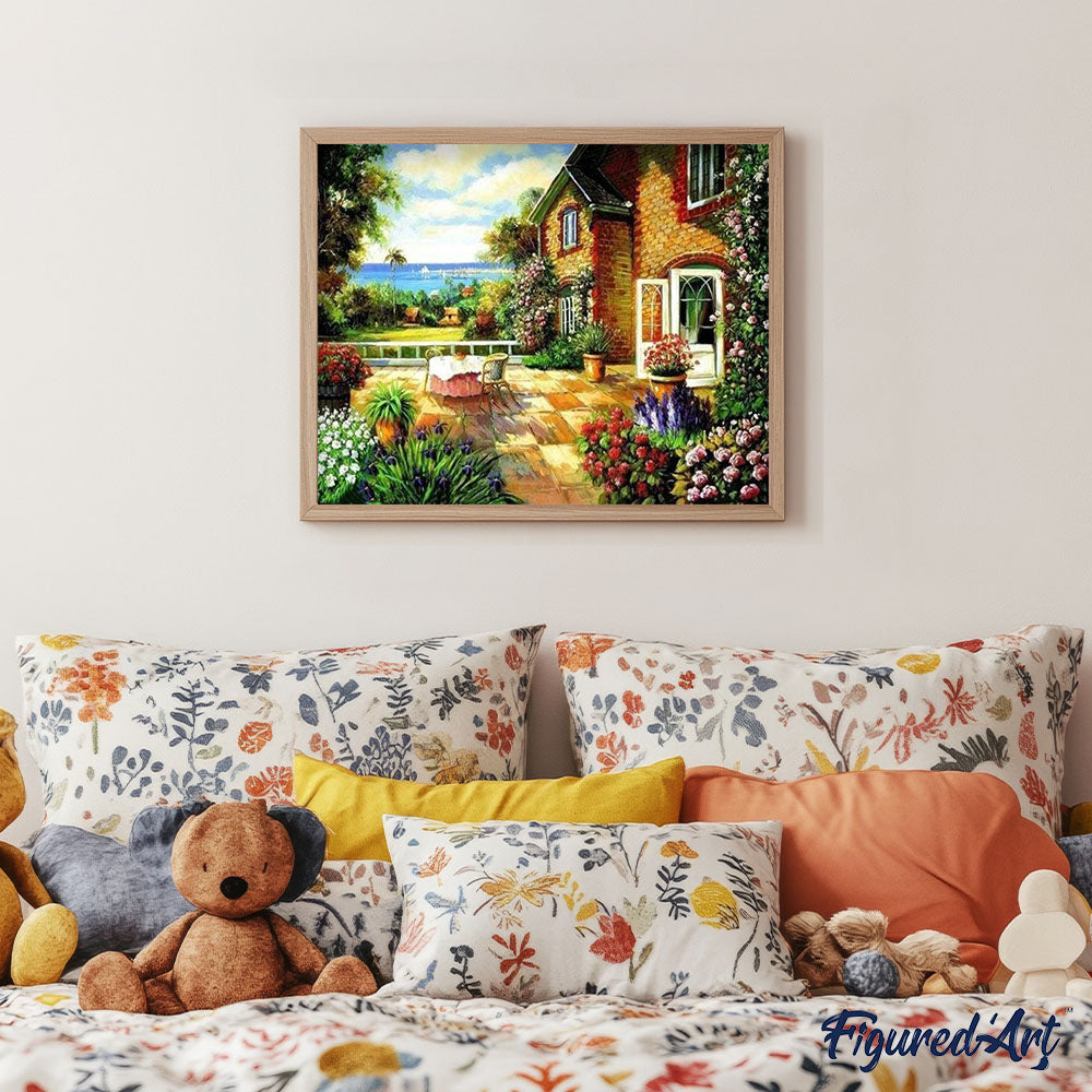 paint by numbers | On the terrace | advanced flowers landscapes | FiguredArt
