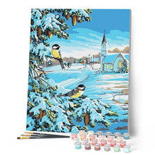 Load image into Gallery viewer, paint by numbers | Two Birds in the Snow | animals birds easy | FiguredArt