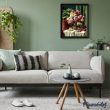 paint by numbers | Cup of coffee and lovely bouquet | advanced flowers | FiguredArt