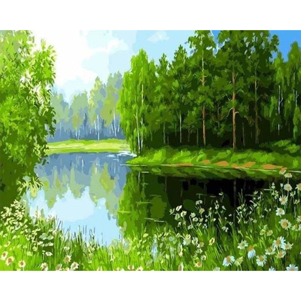paint by numbers | Trees near the lake | advanced landscapes trees | FiguredArt