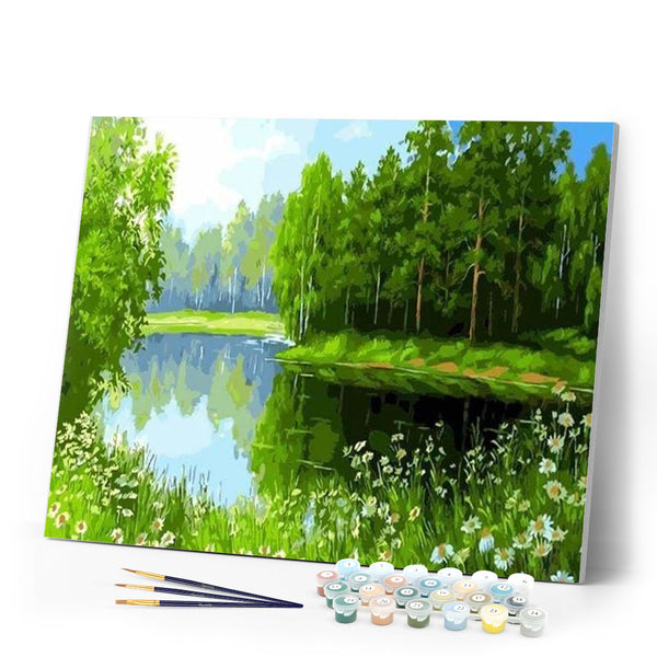 paint by numbers | Trees near the lake | advanced landscapes trees | FiguredArt