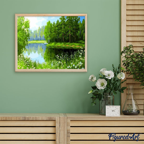 paint by numbers | Trees near the lake | advanced landscapes trees | FiguredArt