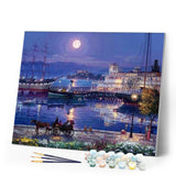 paint by numbers | Harbor by Night | advanced cities landscapes ships and boats | FiguredArt