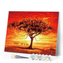 paint by numbers | Sunset and Elephants | animals easy elephants landscapes trees | FiguredArt
