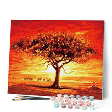 Load image into Gallery viewer, paint by numbers | Sunset and Elephants | animals easy elephants landscapes trees | FiguredArt