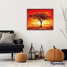 Load image into Gallery viewer, paint by numbers | Sunset and Elephants | animals easy elephants landscapes trees | FiguredArt