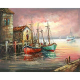 paint by numbers | Fishing boats at Port | advanced landscapes ships and boats | FiguredArt