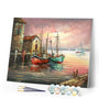 paint by numbers | Fishing boats at Port | advanced landscapes ships and boats | FiguredArt