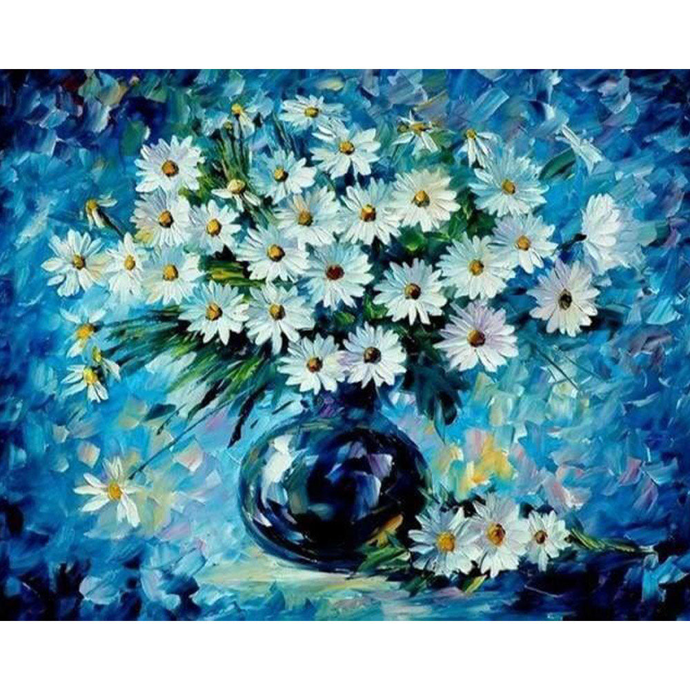 paint by numbers | Daisies and blue vase | advanced flowers | FiguredArt