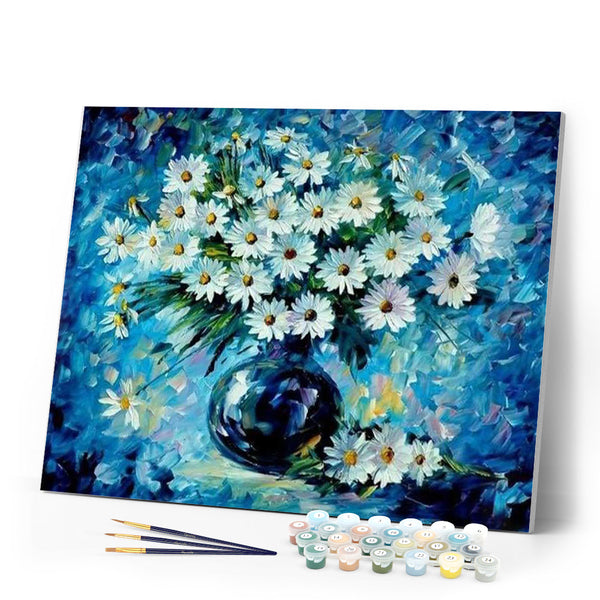 paint by numbers | Daisies and blue vase | advanced flowers | FiguredArt