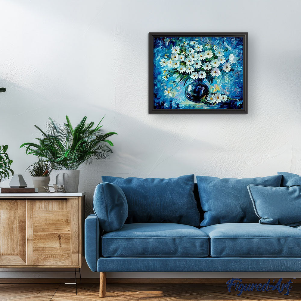 paint by numbers | Daisies and blue vase | advanced flowers | FiguredArt