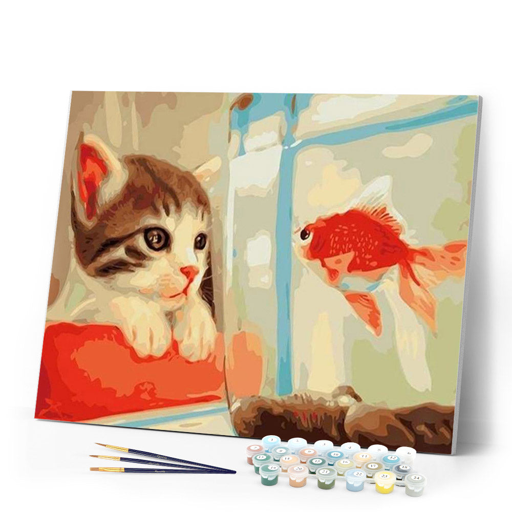 paint by numbers | Cat and Goldfish | animals cats easy | FiguredArt