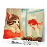 paint by numbers | Cat and Goldfish | animals cats easy | FiguredArt