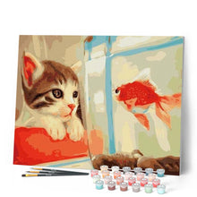 Load image into Gallery viewer, paint by numbers | Cat and Goldfish | animals cats easy | FiguredArt