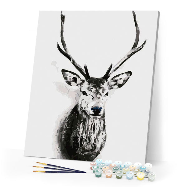 paint by numbers | Deer head Black and White | animals deer easy | FiguredArt