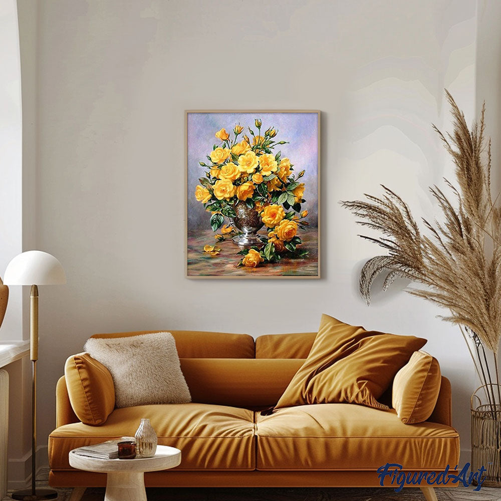 paint by numbers | Yellow Vase and Flowers | advanced flowers | FiguredArt