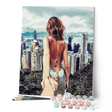 Load image into Gallery viewer, paint by numbers | Romantic Stroll Hills Hong Kong | cities intermediate romance | FiguredArt