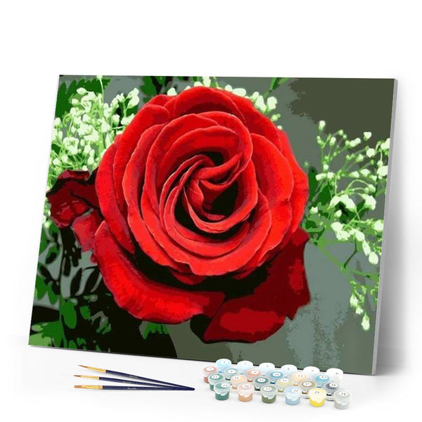paint by numbers | Red Rose | easy flowers | FiguredArt