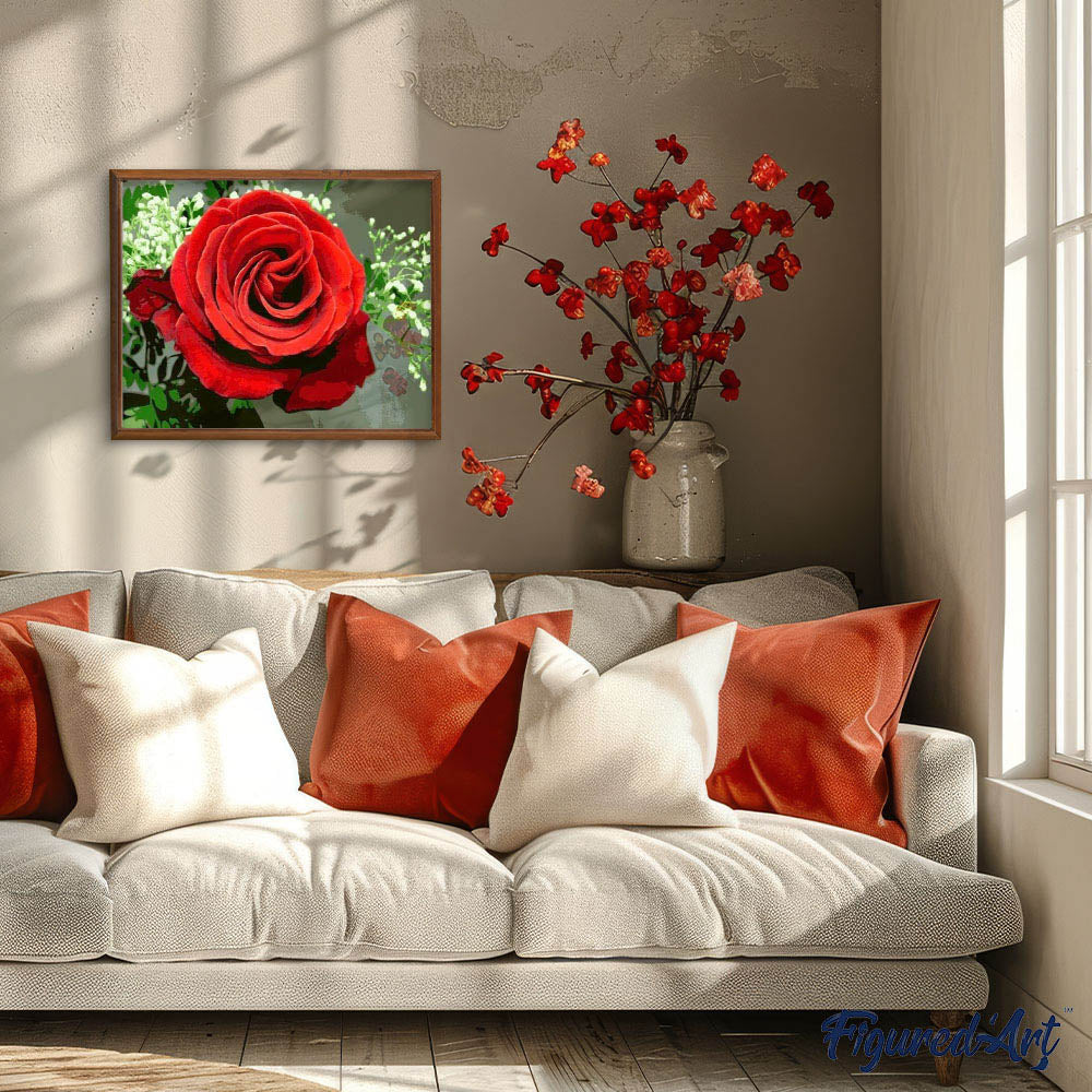 paint by numbers | Red Rose | easy flowers | FiguredArt