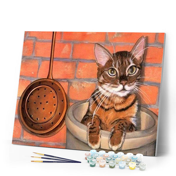 paint by numbers | Cat playing in the kitchen | animals cats easy | FiguredArt