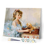 paint by numbers | Little Girl and her Puppy | animals dogs intermediate portrait romance | FiguredArt